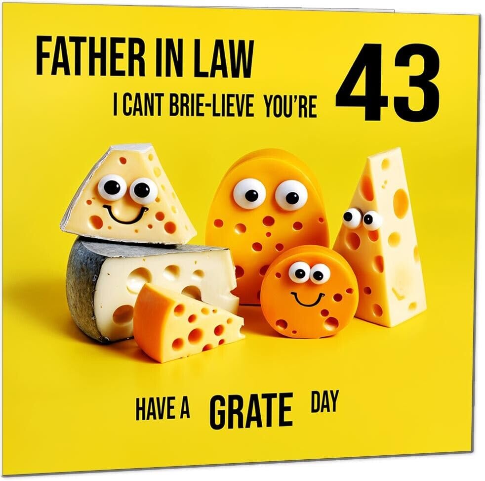 Father in Law funny Birthday Card - Cheese Pun Funny Father in Laws