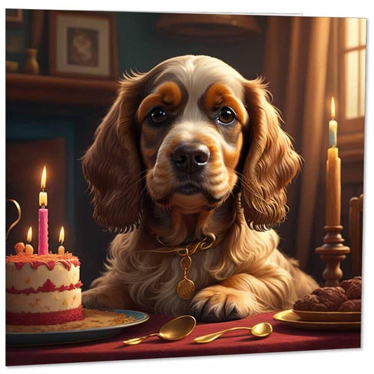 Cocker Spaniel Greeting Card - Cute Dog Cocker Spaniel Card - 145mm x 145mm