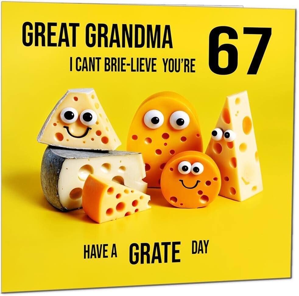 Great Grandma funny Birthday Card - Cheese Pun Funny Great Grandmas