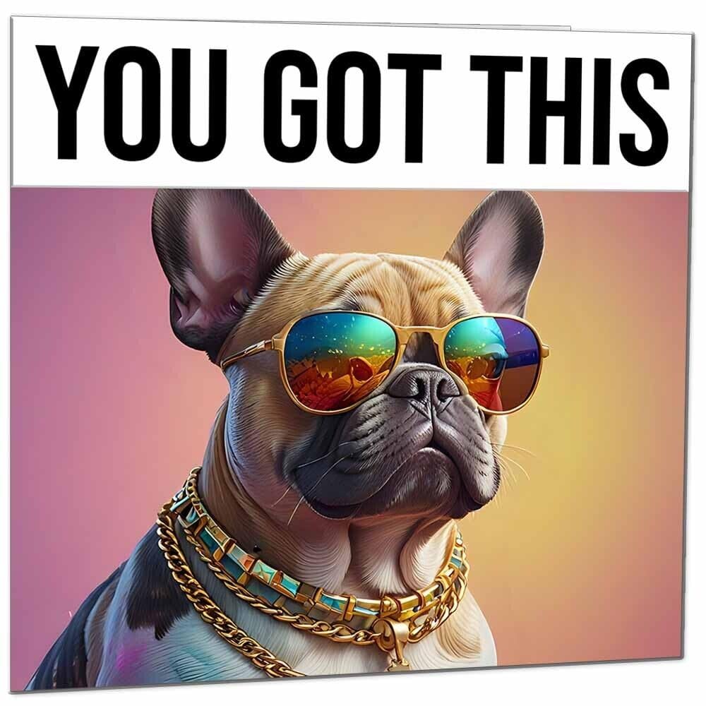 Good Luck Card - Cool French Bulldog Colleague Co Worker New Job Card 145 x 145