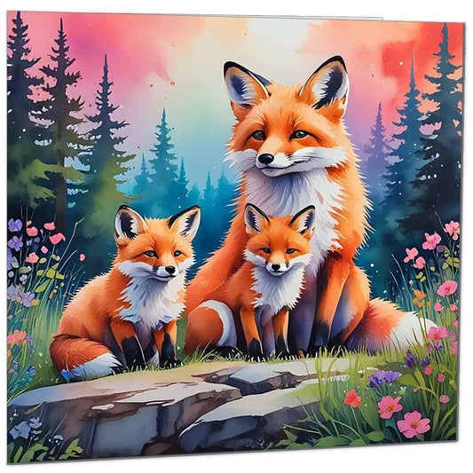 Fox Greeting Card - Any Occasion - beautiful Foxes Illustration Art