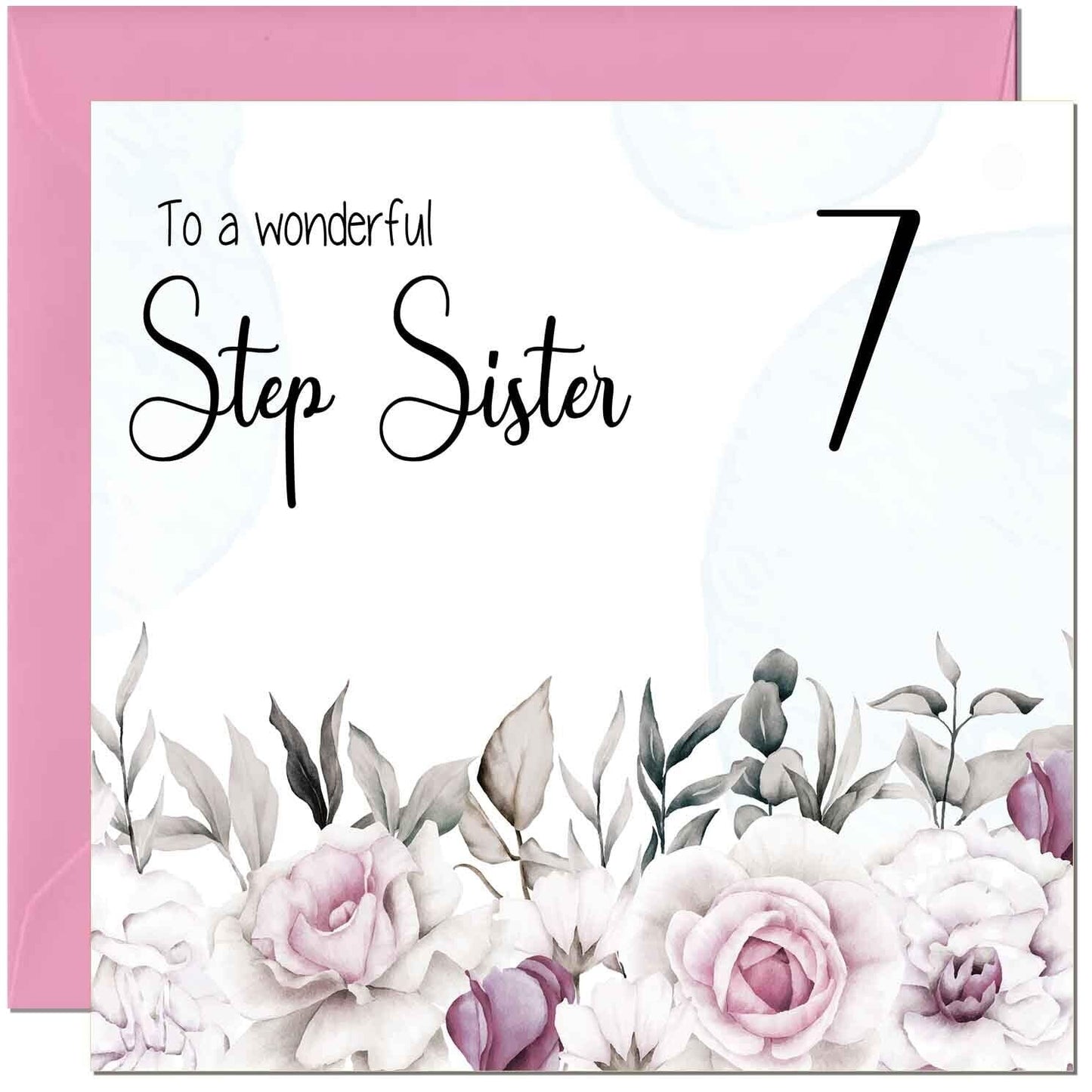 Step Sister Birthday Card Floral Elegant Step Sisters