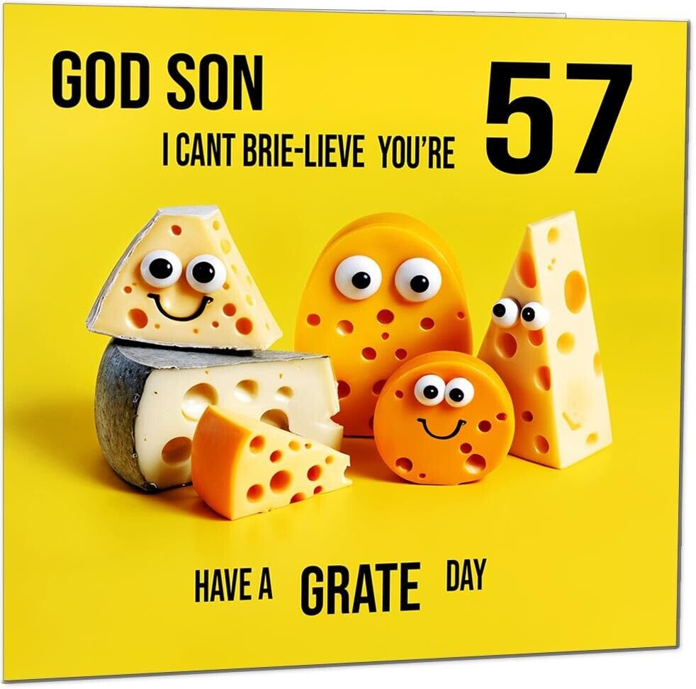 God Son Birthday Card - Cheese Pun Funny God Son's