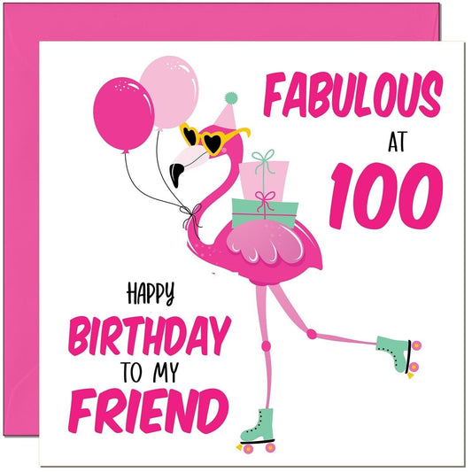 Womens Birthday Card for Friend - Fabulous Flamingo - Ladies Pink Cute Friend