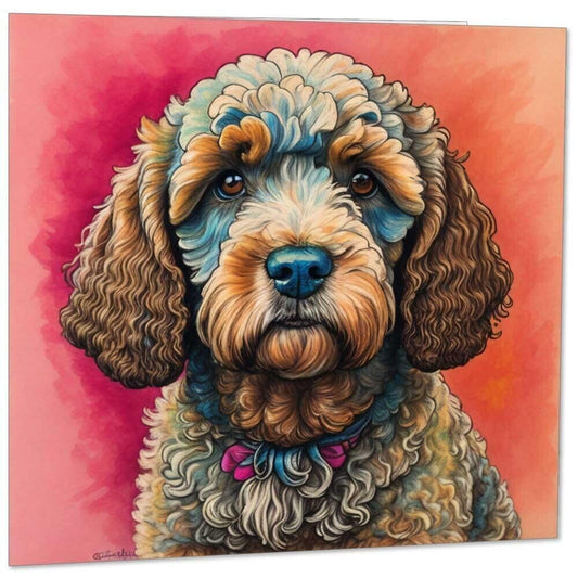 Cockapoo Greetings Card - Cockapoo illustration 145mm x 145mm