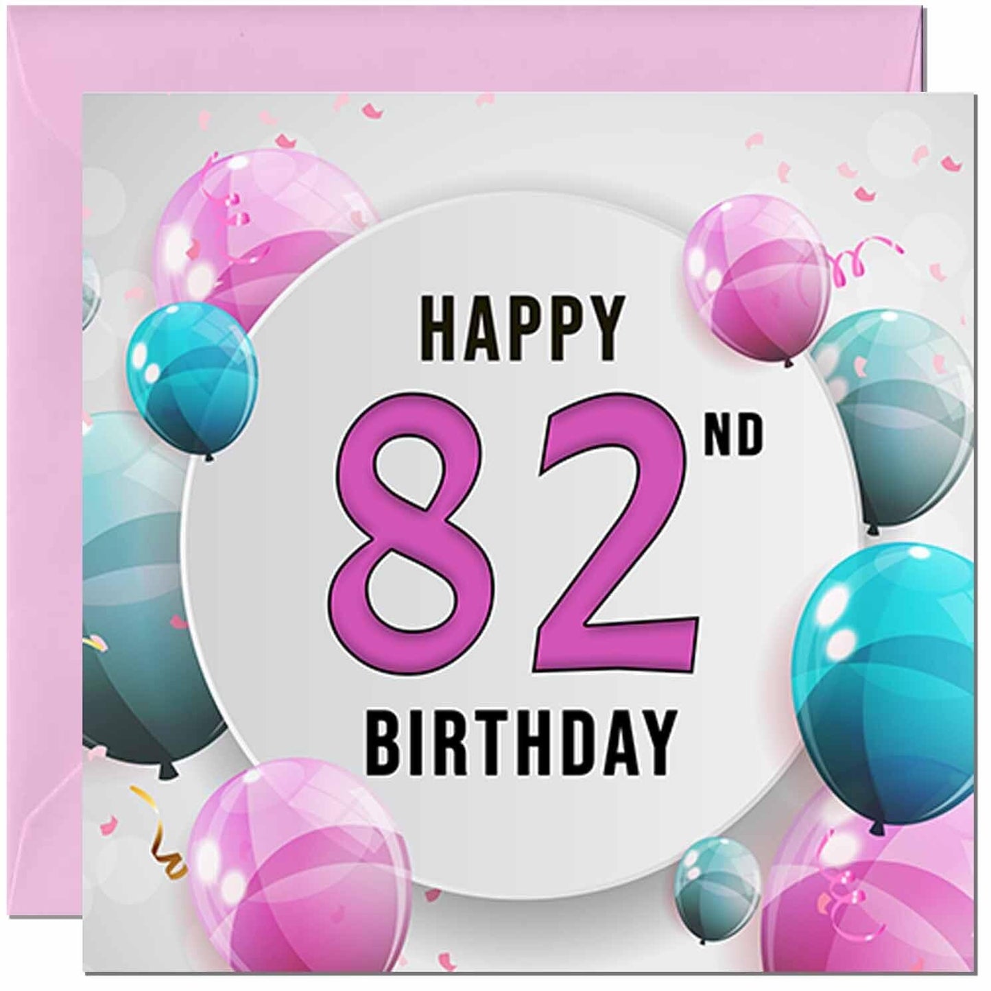 Birthday Card for women - Pink Turquoise Balloon Number