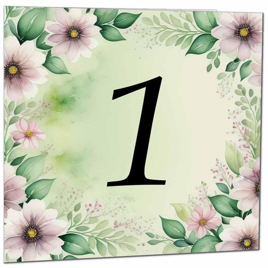 1st Birthday Card for Girls Boys - Green Floral Birthday Cards for 1 year old Granddaughter Daughter Kids One, First Sister Niece cousin