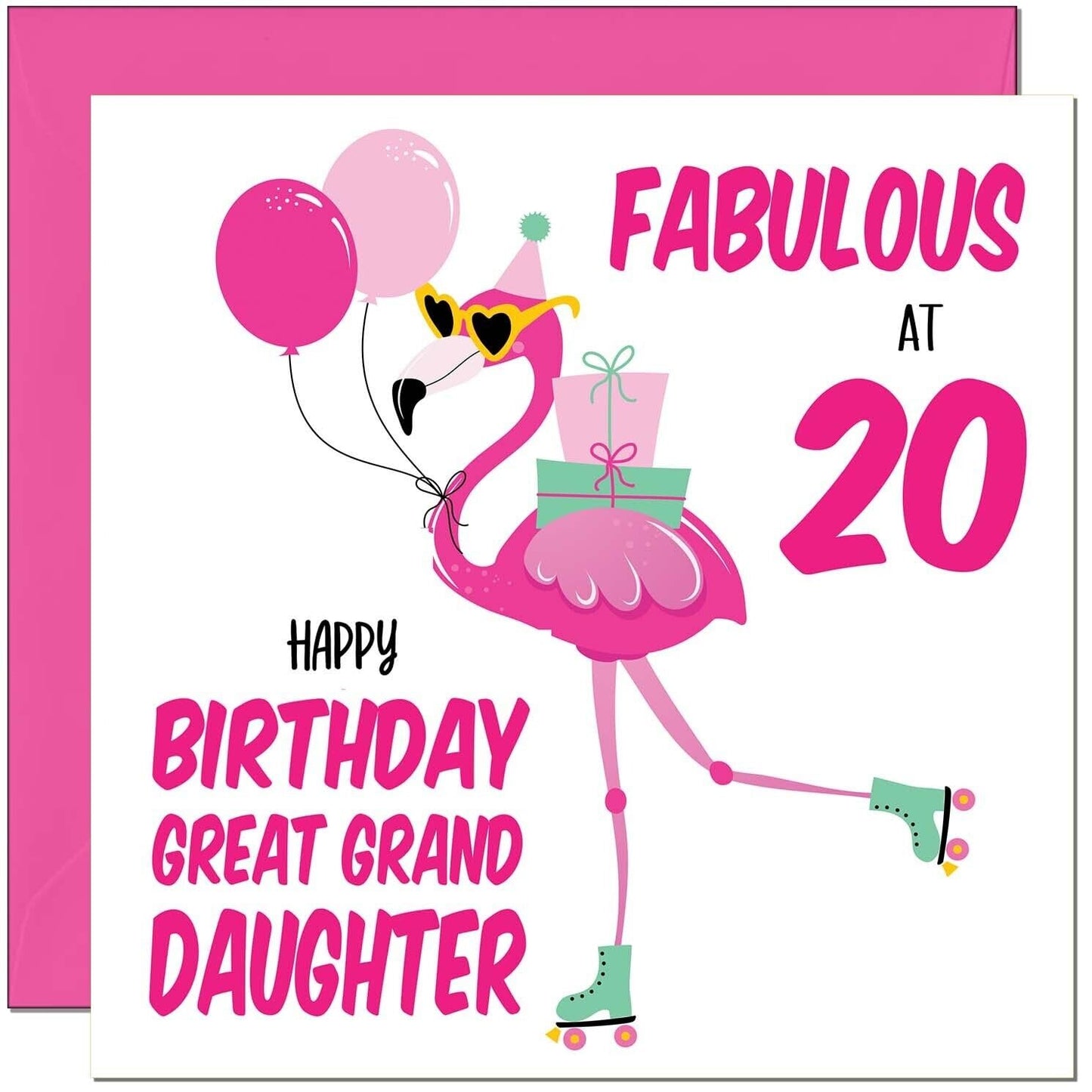 Great Granddaughter Birthday Card - Fabulous Flamingo - Cute Great Granddaughter