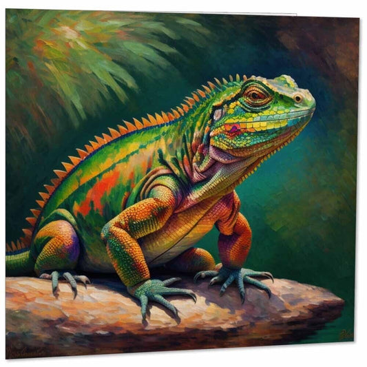 Iguana Greeting Card Animal Impressionism Art 145mm x 145mm