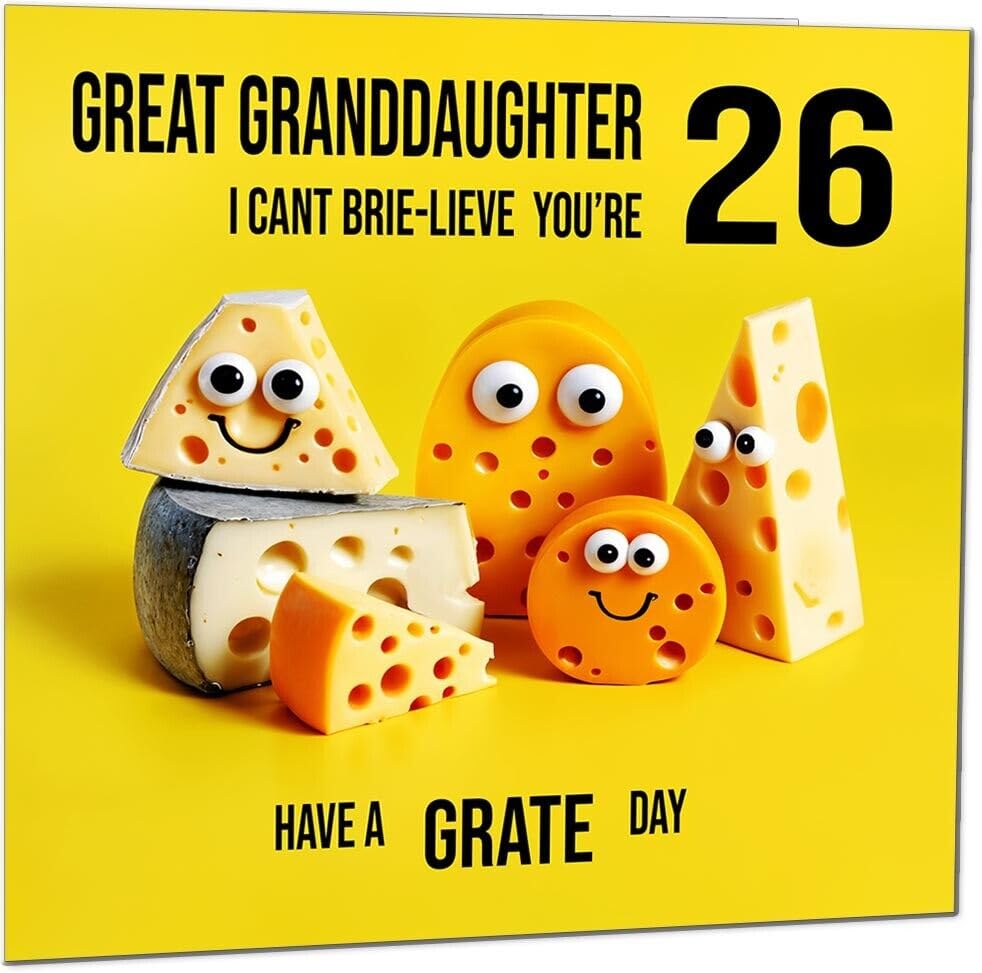 Great Granddaughter Birthday Card - Cheese Pun Funny Great Granddaughers