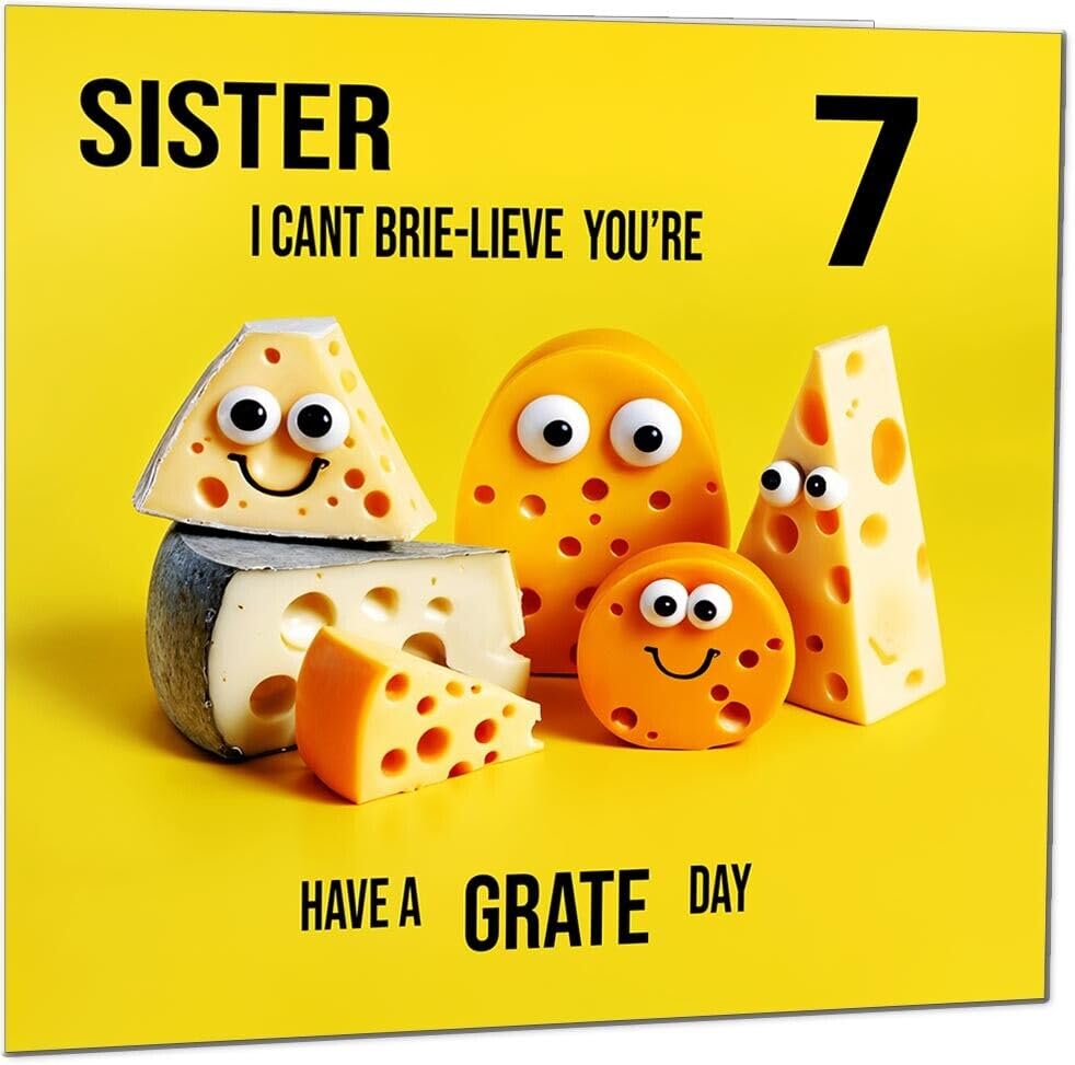 Sister Birthday Card - Cheese Pun Funny Sisters