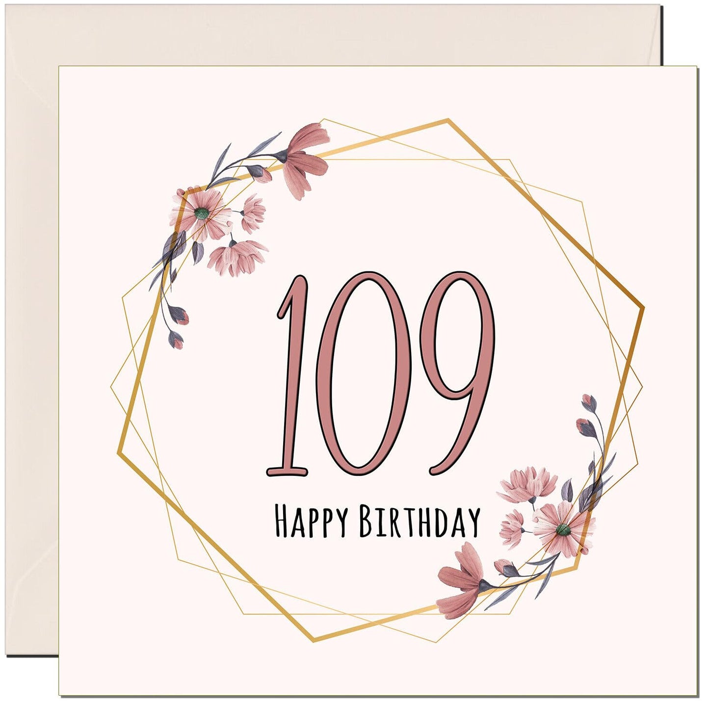 Floral Birthday Card for Women Elegant Beautiful