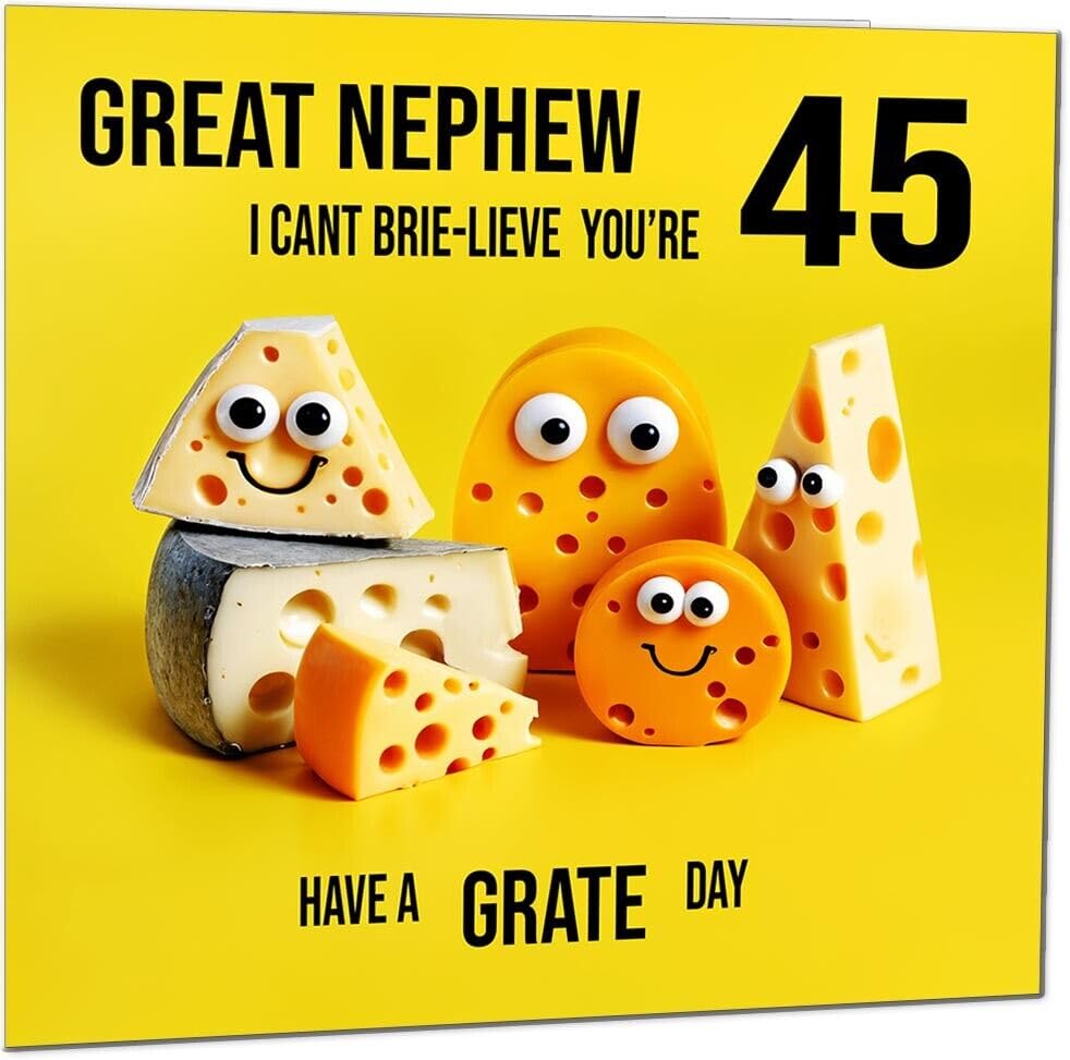 Great Nephew Birthday Card - Cheese Pun Funny Great Nephews