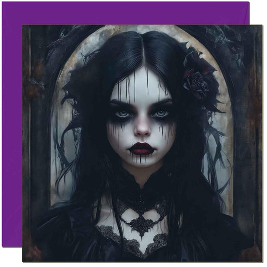 Goth Girl Birthday Card - Rock Dark Gothic Emo Birthday Card Creepy bday Card