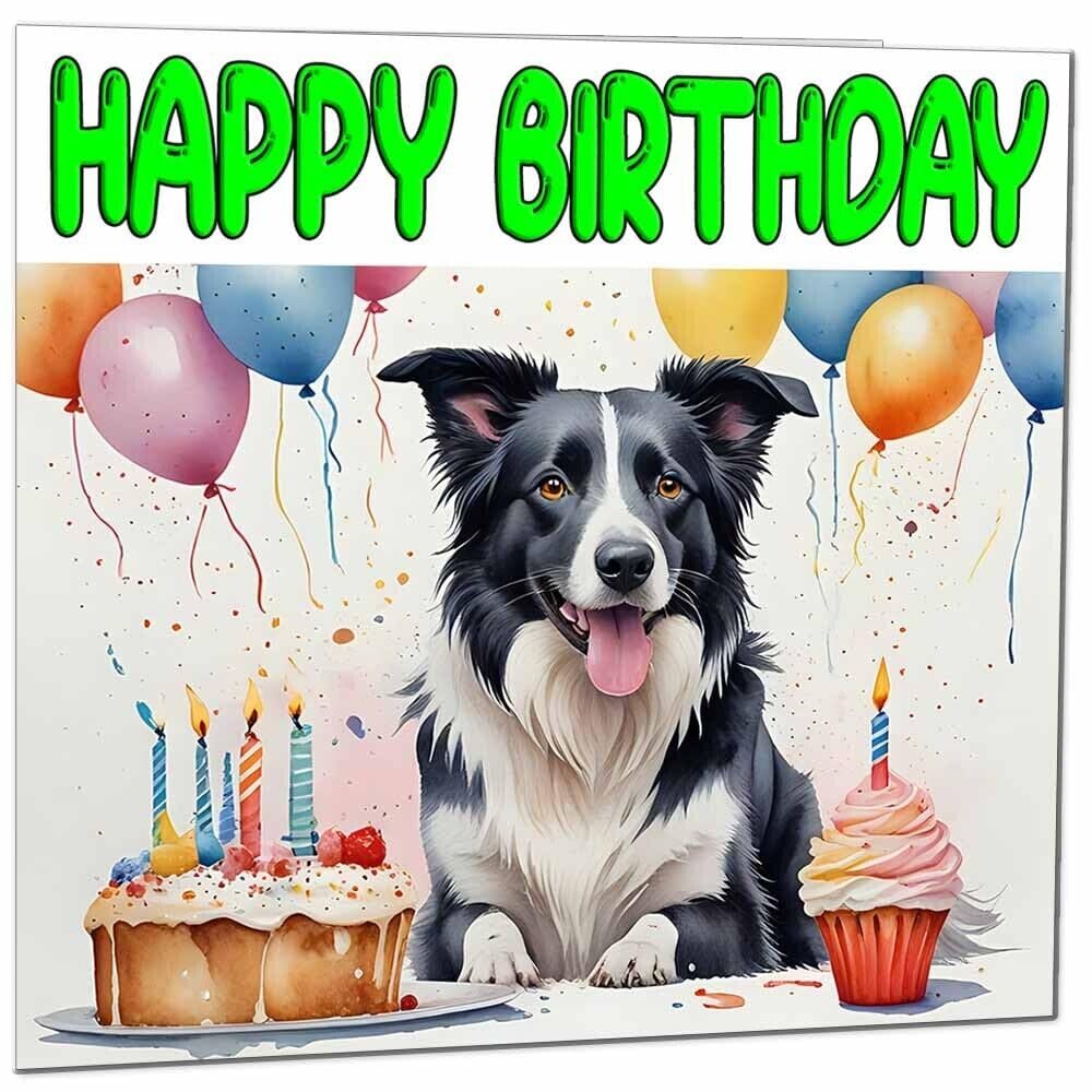 Border Collie Birthday Card - Funny Dog Birthday Card - 145 x 145mm