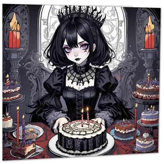 Gothic Girl Birthday Card - Cute Goth Girl Ladies Teens Womens 145mm x 145mm