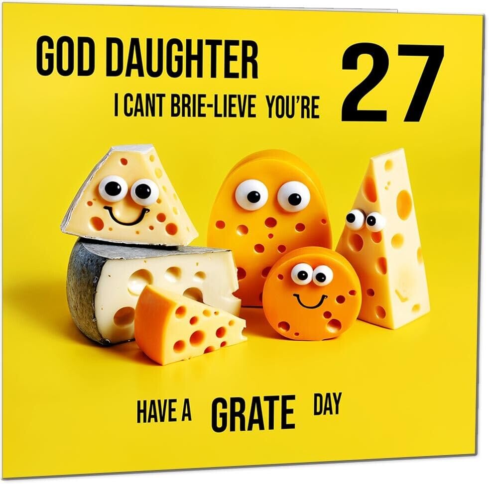 God Daughter Birthday Card - Cheese Pun Funny God Daughters