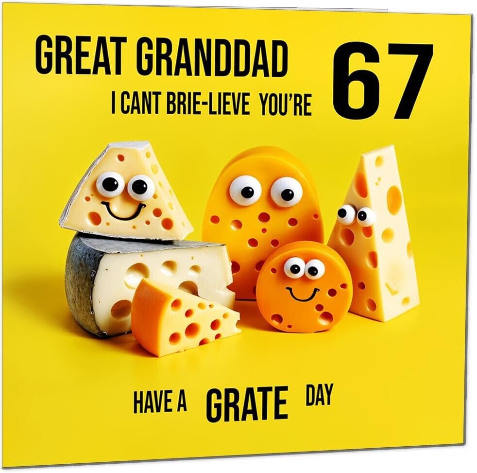 Great Granddad funny Birthday Card - Cheese Pun Funny Great Granddads