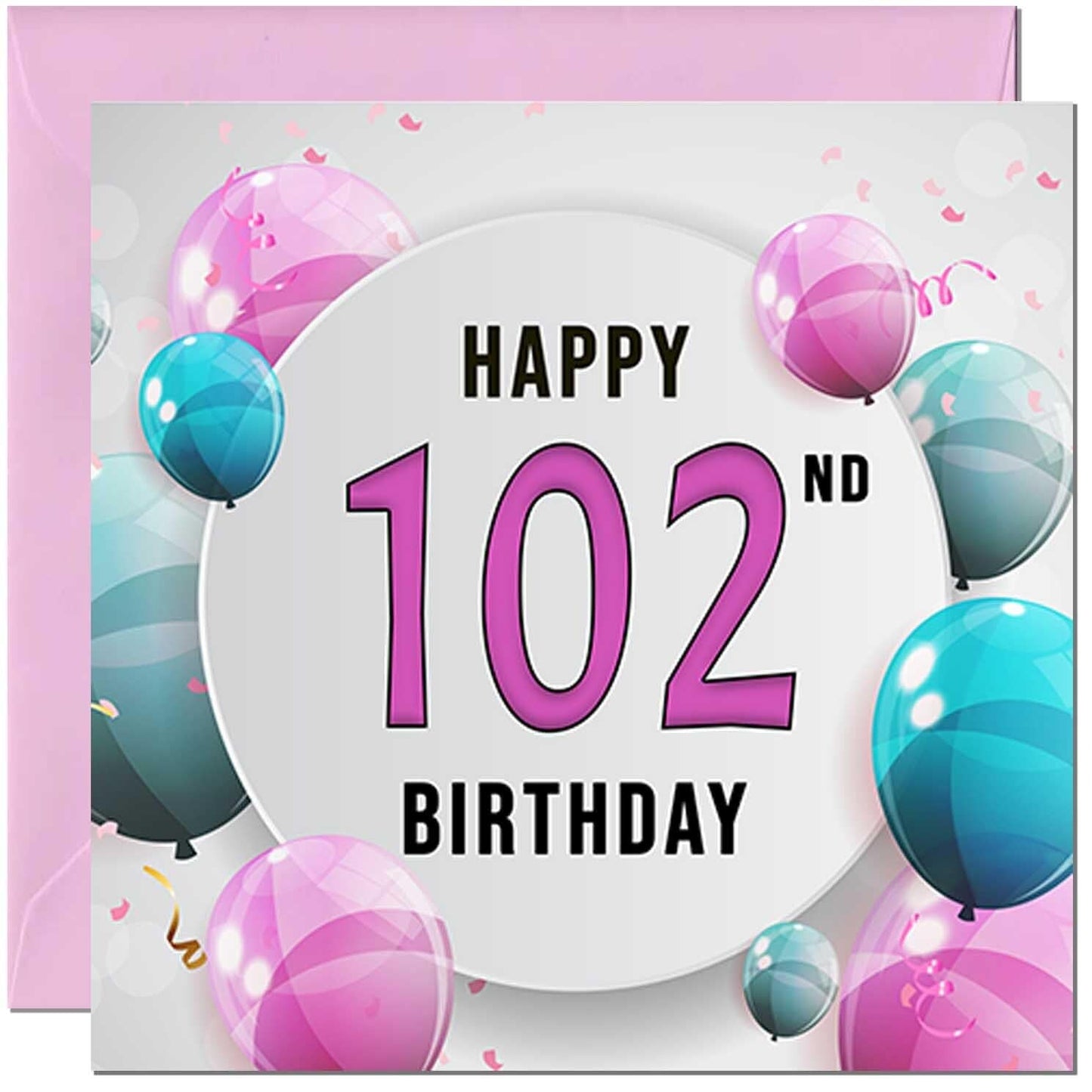 Birthday Card for women - Pink Turquoise Balloon Number