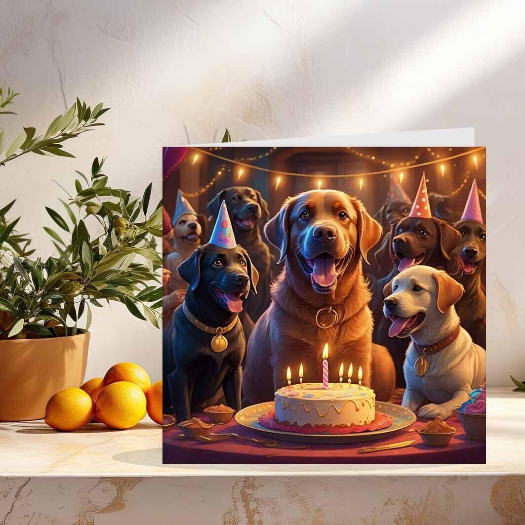 Labrador Birthday Card - Cute Kids Childrens Labrador Dog Birthday 145mm x 145mm