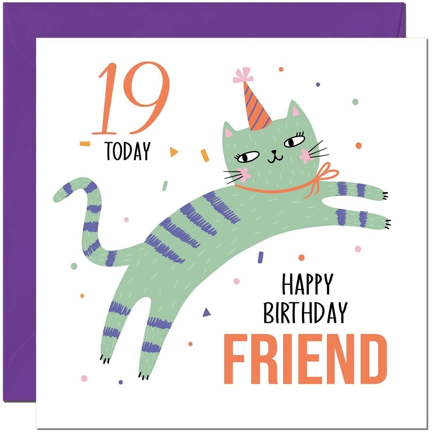 Friends Birthday Card for Kids Cat Cute Friend