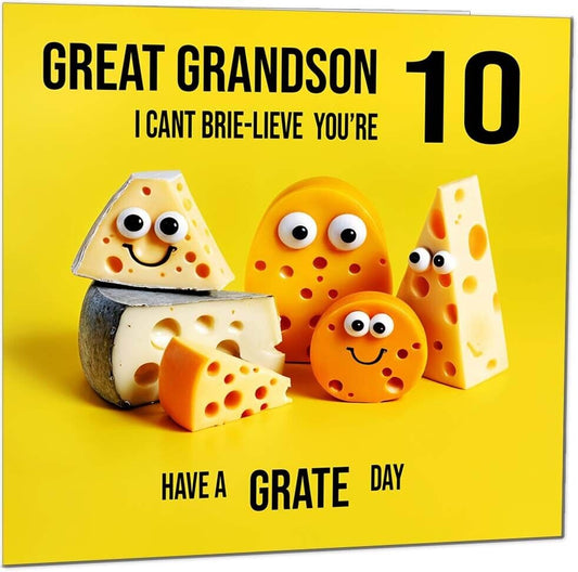 Great Grandson Birthday Card - Cheese Pun Funny Great Grandson