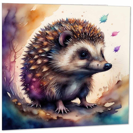 Hedgehog Greeting Card - Watercolour Hedgehog Animal Card 145mm x 145mm