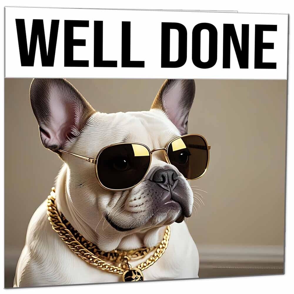 Well Done Card - Cool Pug Congratulations New Job Card New Baby Engagement Card