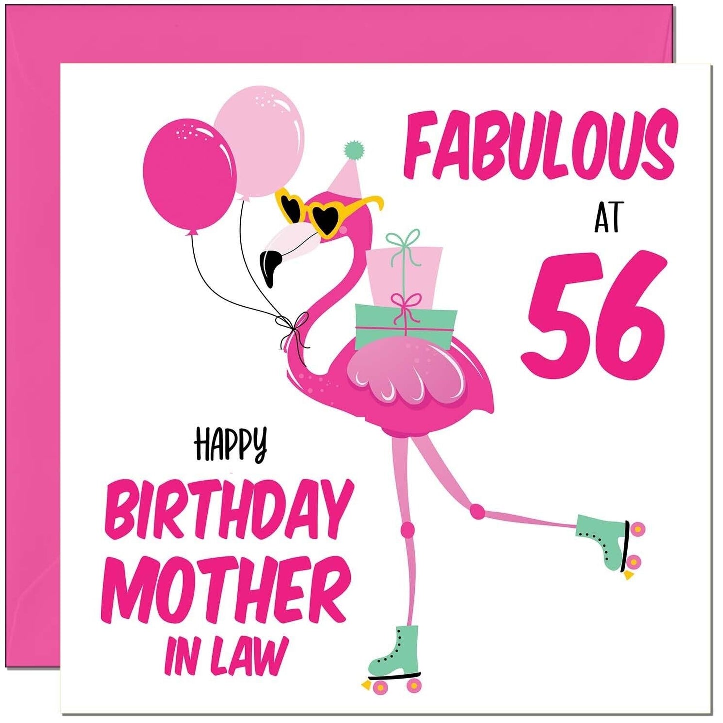 Mother In Law Birthday Card - Fabulous Flamingo - Pink Cute Mother-In-Laws