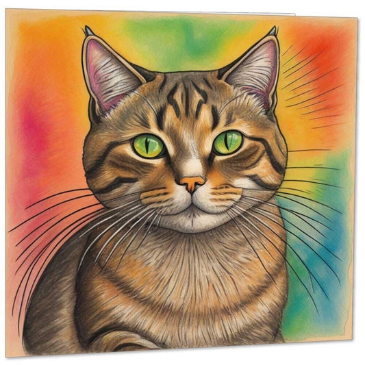 Cat Greeting Card - Cool Cat illustration 145mm x 145mm