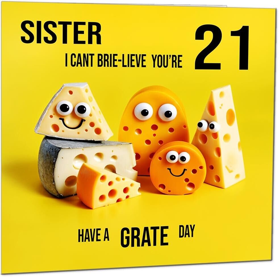 Sister Birthday Card - Cheese Pun Funny Sisters
