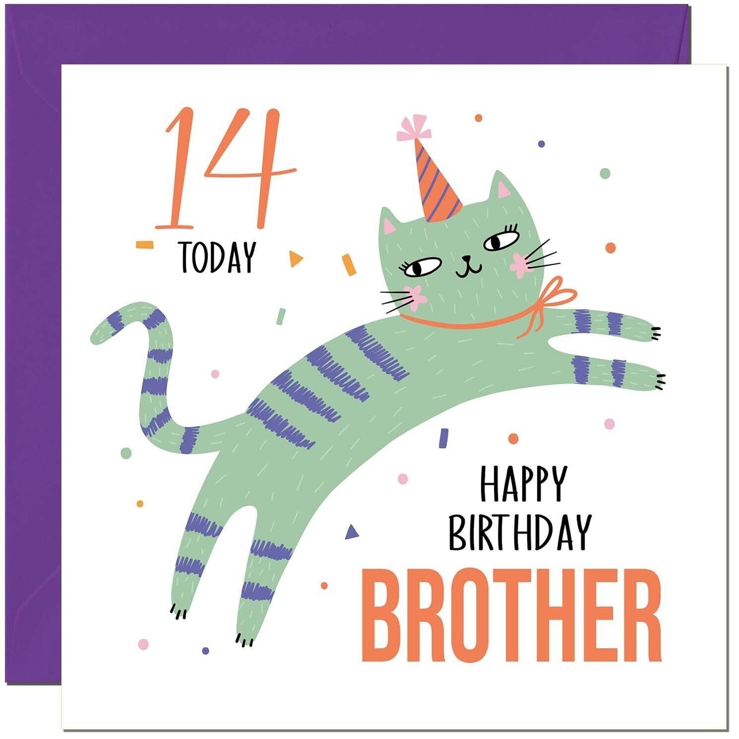 Brother Birthday Card for Kids Cat Cute Brothers