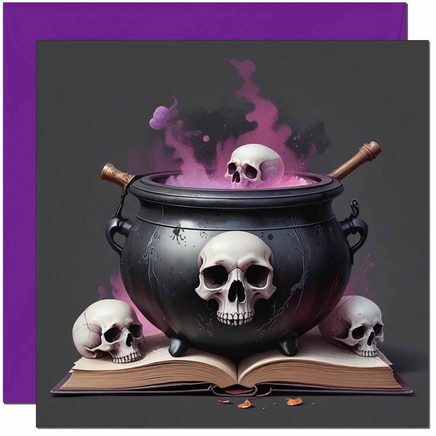 Happy Halloween Cards Skull Cauldron Gothic Card - 145 x 145mm