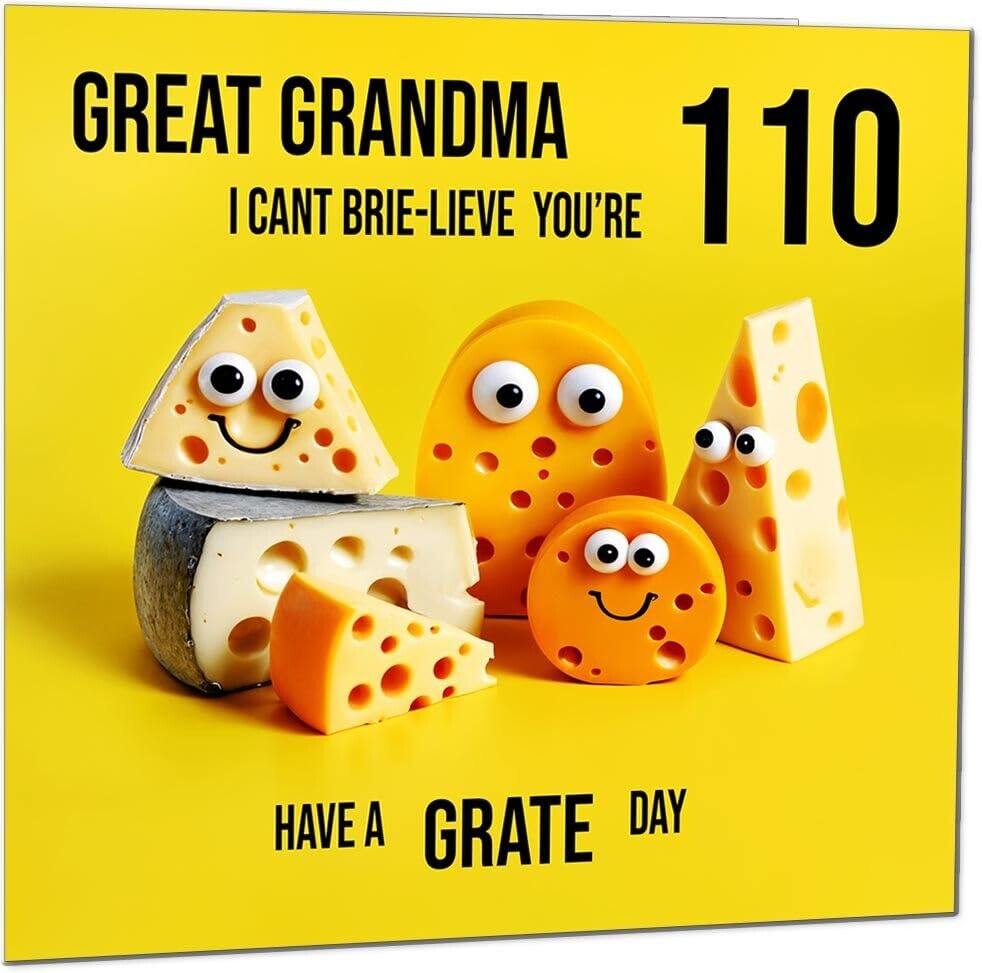 Great Grandma funny Birthday Card - Cheese Pun Funny Great Grandmas