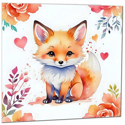 Cute Fox Greeting Card - Any Occasion - Beautiful Fox Illustration Birthday Card