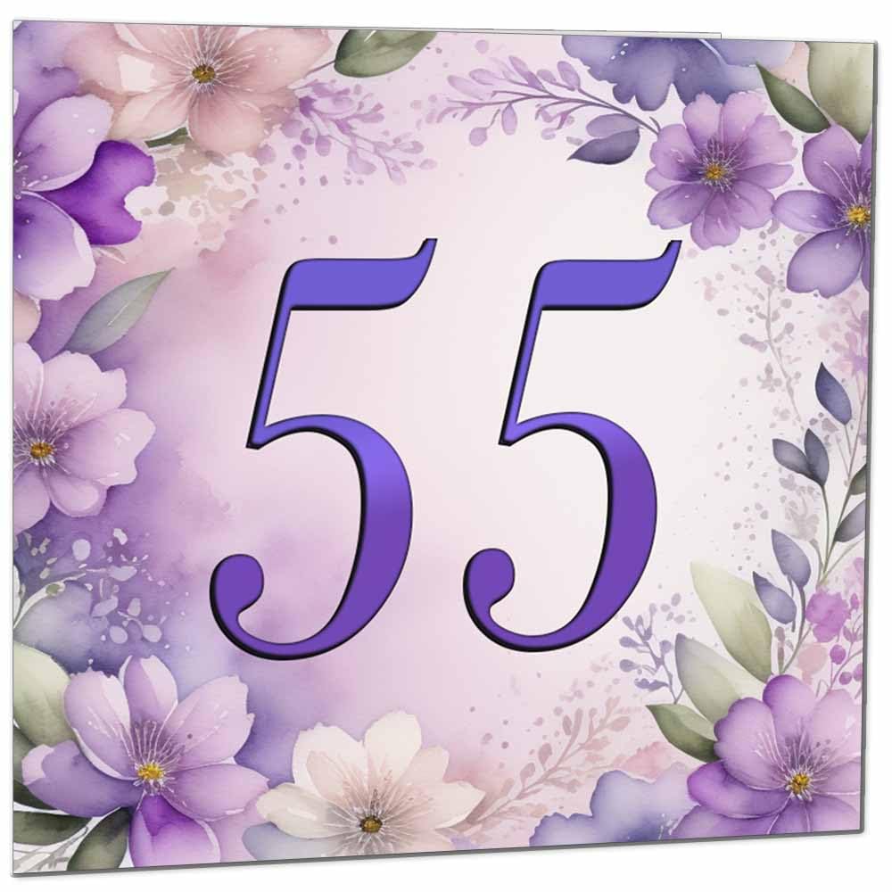 Birthday Card for Women - Purple Floral 80th Birthday Cards for year old woman Ladies Grandma Nan Aunt Mum Sister Mom Friend