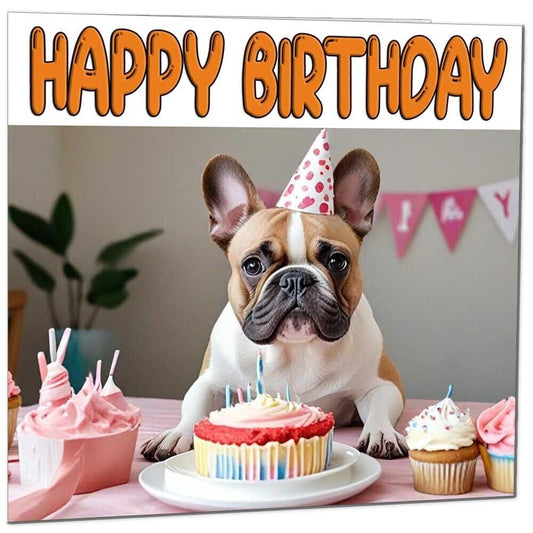 French Bulldog Birthday Card - Fun Animal Birthday Card - 145 x 145mm