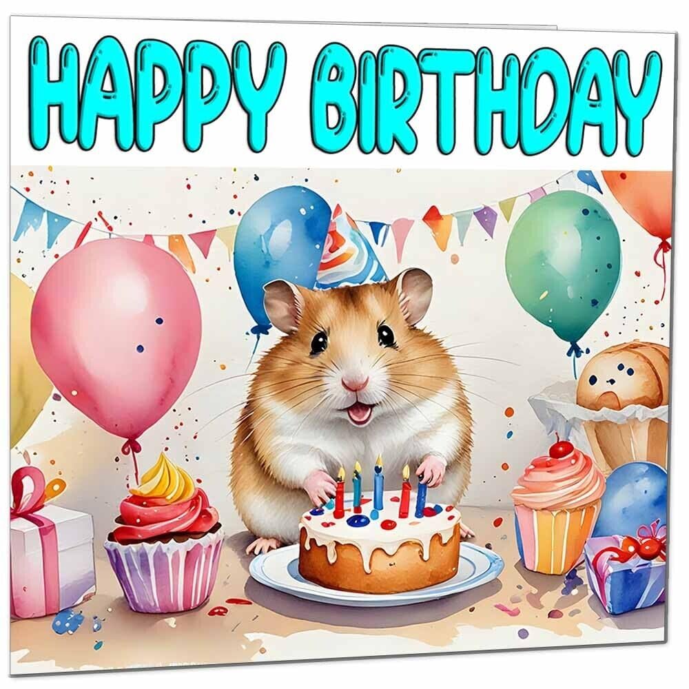 Hamster Birthday Card - Hamster Bday Card 145 x 145mm