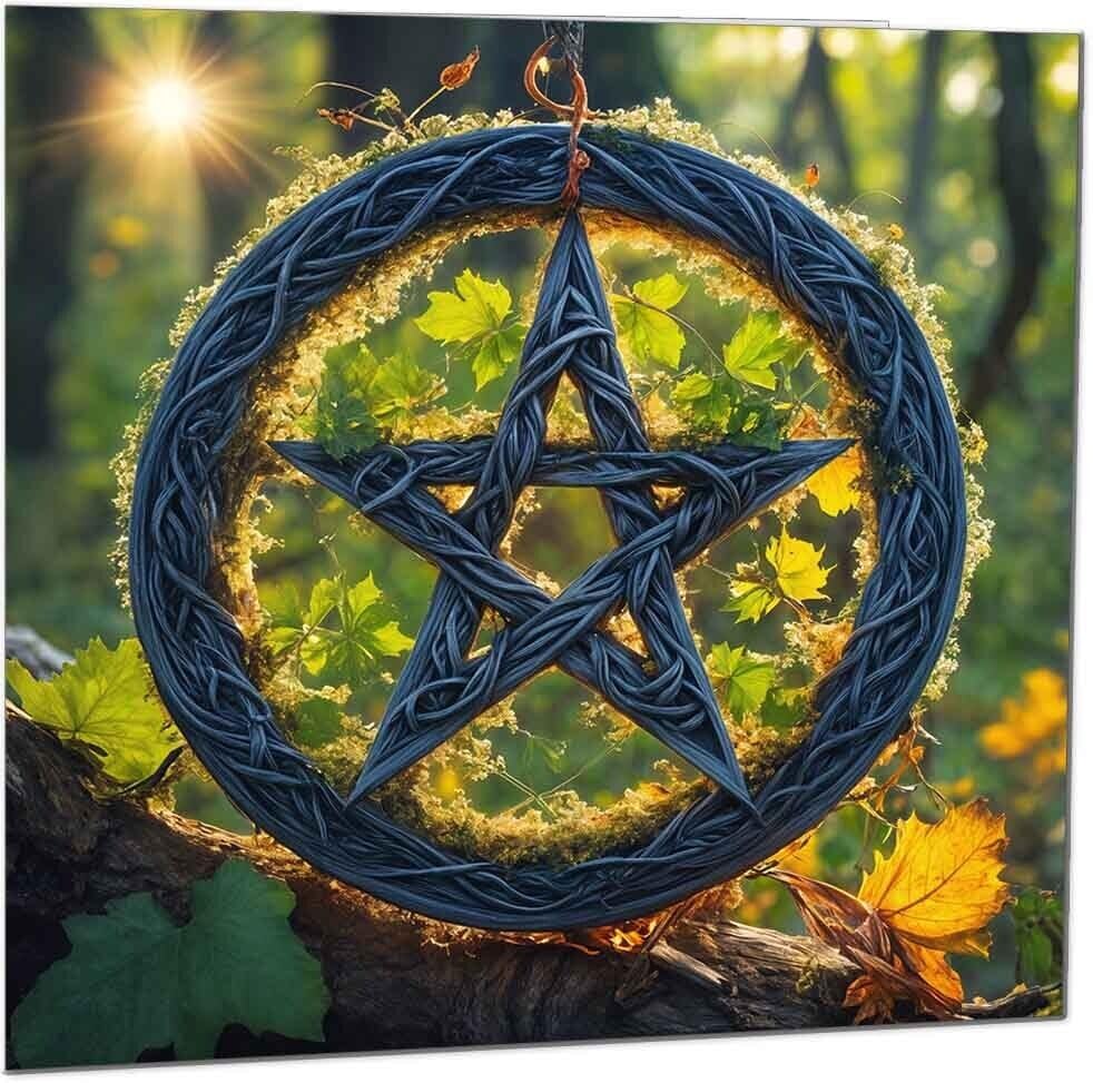 Pentacle Greeting Card Pagan Wiccan Birthday Card Vine Pentagram 145 x 145mm