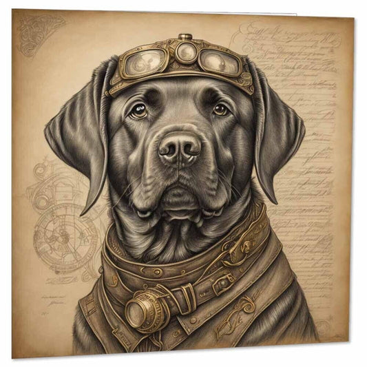 Steampunk Labrador Greeting Card 145 x 145mm