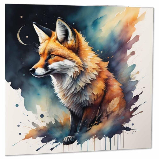 Fox Watercolour Greeting Card Beautiful Fox Card 145 x 145mm