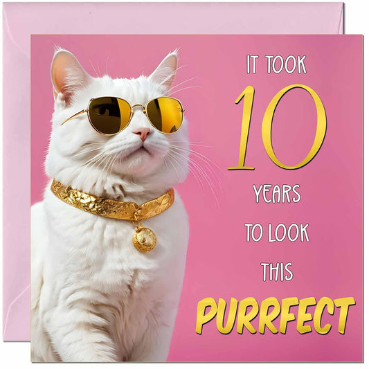 Cat Birthday Card for Women - Purrfect Birthday - Funny Cat Birthday Card for Year old woman Ladies Nan Grandma Mum Aunt Sister Mum Friend Kitty Kitten
