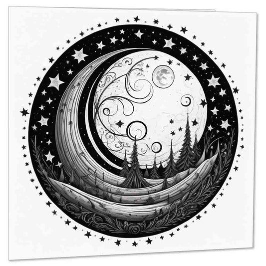 Moon Gothic Fantasy Greeting Card Cute Nightmare Landscape Eerie 145 x 145mm