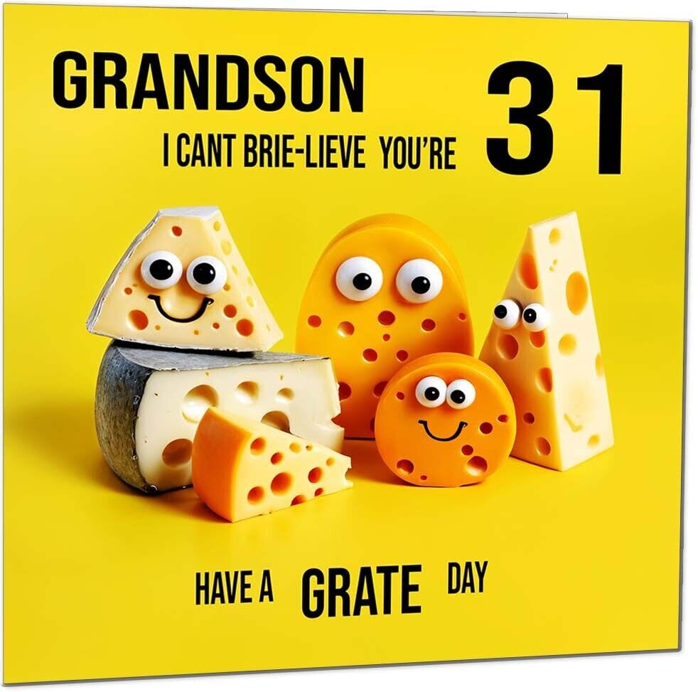 Grandson Birthday Card - Cheese Pun Funny Grandsons