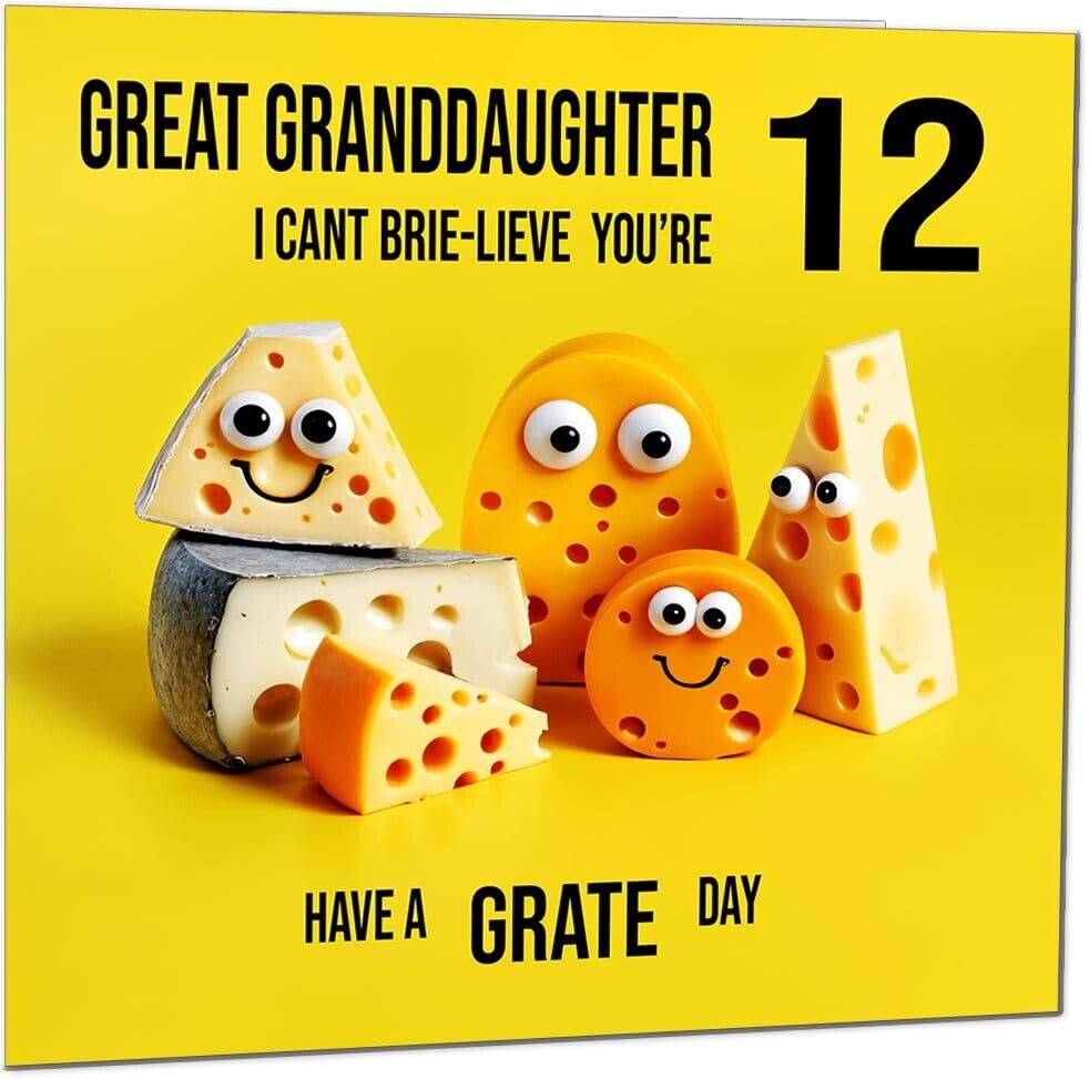 Great Granddaughter Birthday Card - Cheese Pun Funny Great Granddaughers