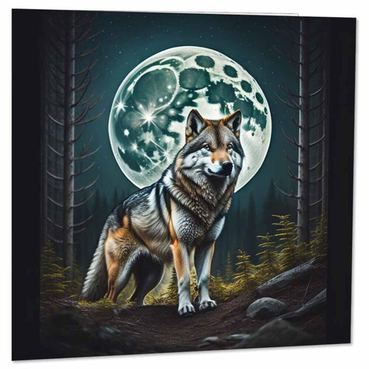 Wolf Moon Greeting Card Wolf Birthday Cards 145 x 145mm