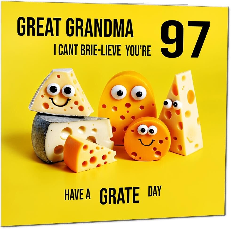 Great Grandma funny Birthday Card - Cheese Pun Funny Great Grandmas