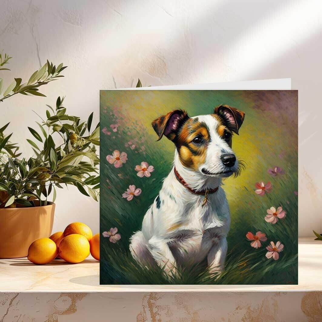 Jack Russell Greeting Card - Jack Russell artistic Painting card 145mm x 145mm