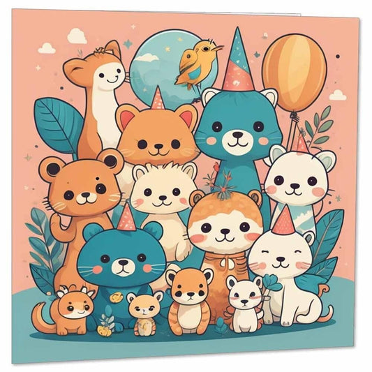 Cute Animals Greeting Birthday Card for Kids Birthday Cards Children 145 x 145mm