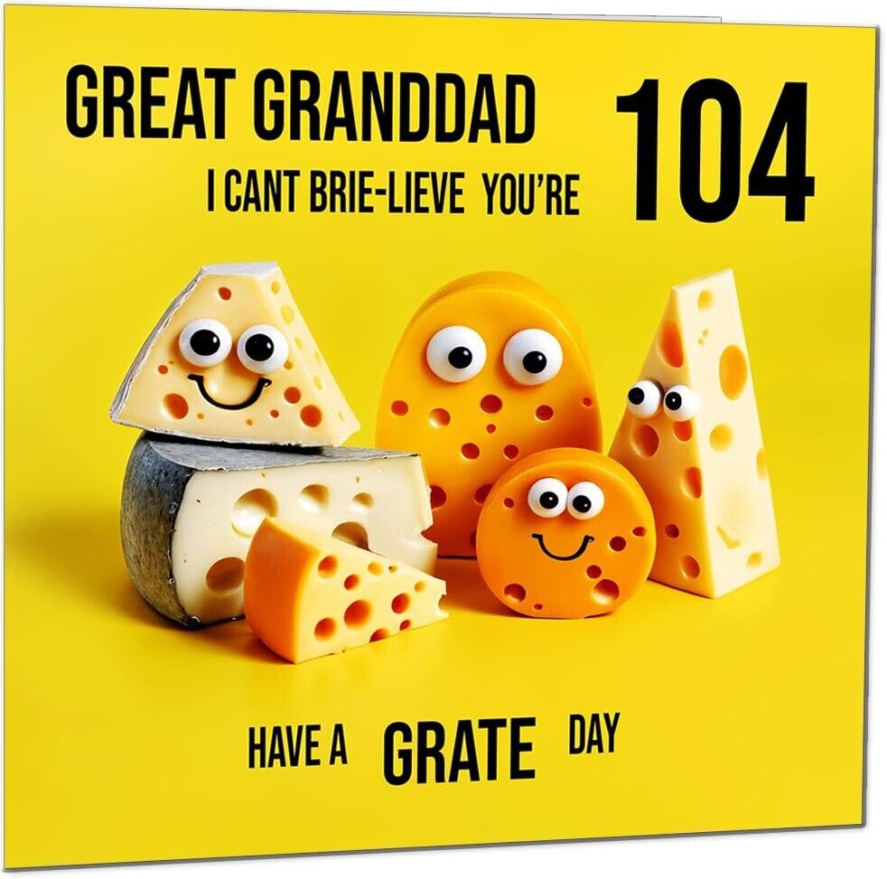 Great Granddad funny Birthday Card - Cheese Pun Funny Great Granddads